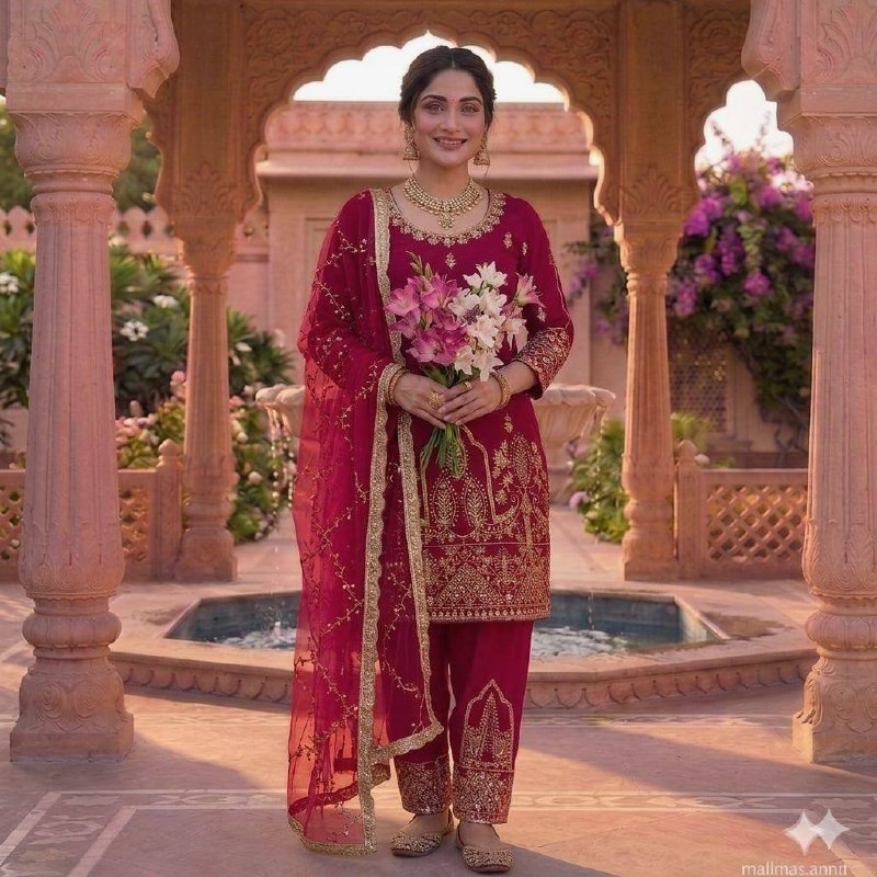 The Sovereign Magenta Zari-Embroidered Ensemble